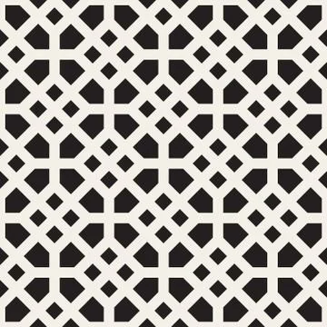 Vector Seamless Black and White Mosaic Lattice Pattern 스톡 일러스트