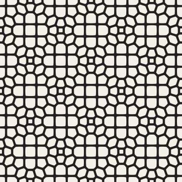 Vector Seamless Black and White Mosaic Lattice Pattern Illustrazione stock