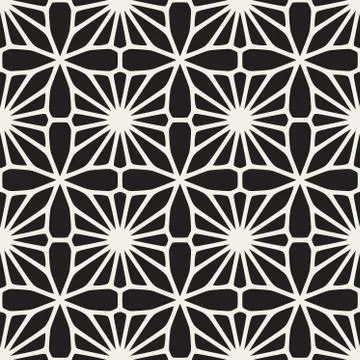 Vector Seamless Black and White Mosaic Lattice Pattern Stock Illustration