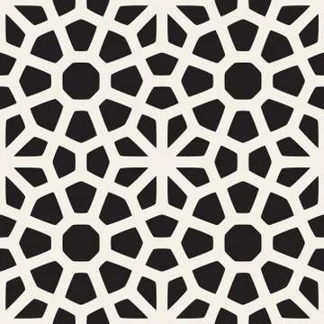Vector Seamless Black and White Mosaic Lattice Pattern Stock Illustration