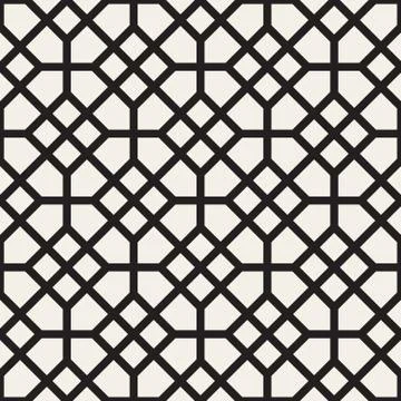 Vector Seamless Black and White Mosaic Lattice Pattern Stockillustratie