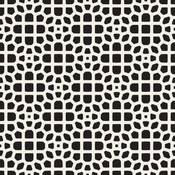 Vector Seamless Black and White Mosaic Lattice Pattern Stock Illustration