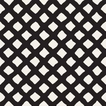 Vector Seamless Black and White Hand Drawn Rhombus Pattern Stock Illustration