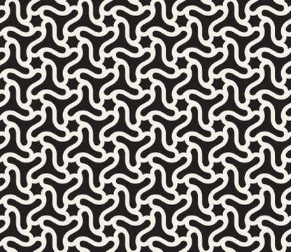 Vector Seamless Black and White Hexagonal Swirl Shape Pattern Stockillustratie