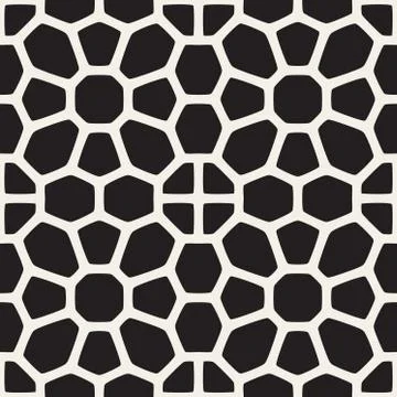Vector Seamless Black and White Rounded Lace Pattern Stock Illustration