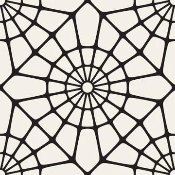 Vector Seamless Black and White Rounded Lace Ornamental Pattern Stock Illustration