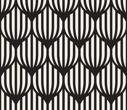 Vector Seamless Black And White Lines Lattice Pattern Stock Illustration