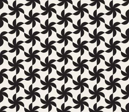 Vector Seamless Black and White Triangular Lattice Pattern Stock Illustration