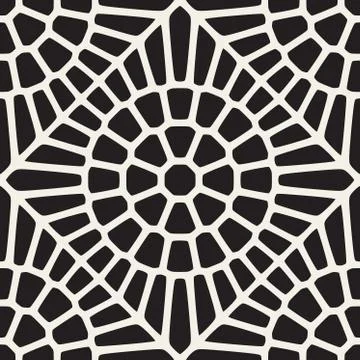 Vector Seamless Black and White Rounded Lace Pattern Stock Illustration