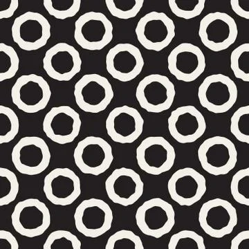 Vector Seamless Black And White Jumble Circles Pattern 스톡 일러스트