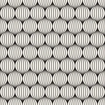 Vector Seamless Black And White Stripes in Circles Pattern Stock Illustration