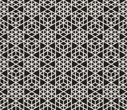 Vector Seamless Black And White Triangle Grid Geometric Pattern Illustrazione stock