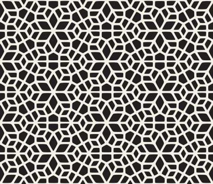 Vector Seamless Black and White Rounded Lace Ornamental Pattern Illustrazione stock