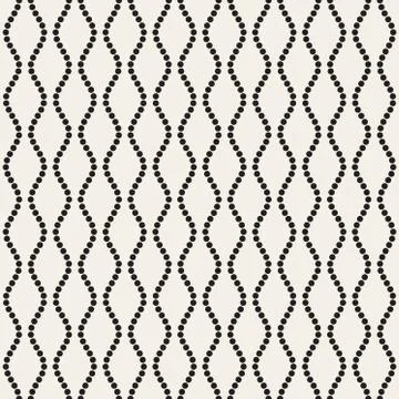 Vector Seamless Black and White Vertical Dotted Wavy Lines Pattern Stock Illustration