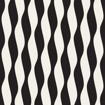 Vector Seamless Black and White Vertical Wavy Lines Pattern 스톡 일러스트