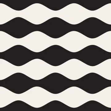 Vector Seamless Black and White Halftone Horizontal Stripes Pattern Stock Illustration