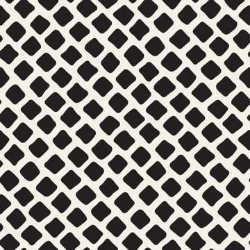 Vector Seamless Black and White Hand Drawn Diagonal Rectangles Pattern Stock Illustration