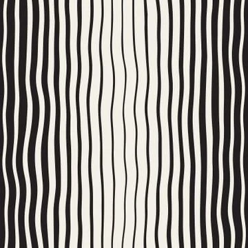 Vector Seamless Black and White Hand Drawn Vertical Wavy Lines Pattern イラスト素材