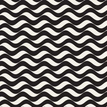 Vector Seamless Black and White Wavy Horizontal Lines Pattern Stockillustratie