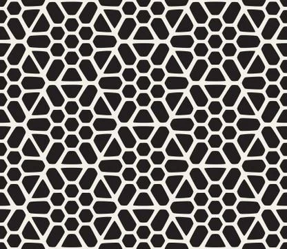 Vector Seamless Black And White Hexagonal Geometric Pattern Illustrazione stock