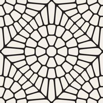 Vector Seamless Black and White Rounded Line Geometric Lace