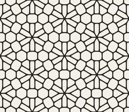 Vector Seamless Black and White Rounded Lace Pattern Stock Illustration