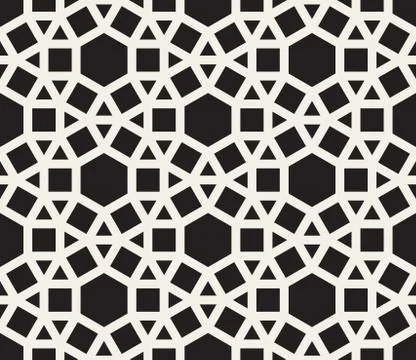 Vector Seamless Black and White Tessellation Pattern Stock Illustration