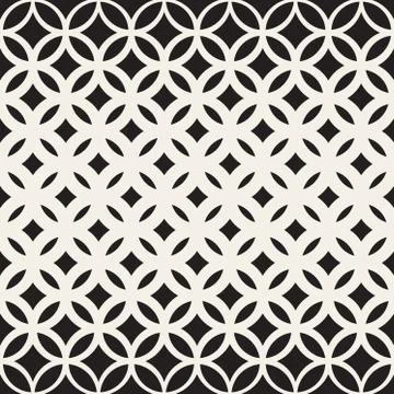Vector Seamless Black and White Circle Lattice Pattern Stock Illustration