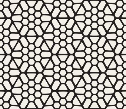 Vector Seamless Black And White Hexagonal Geometric Pattern Stock Illustration