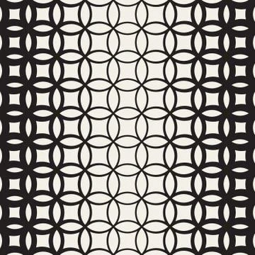 Vector Seamless Black and White Circle Lattice Pattern Stock Illustration