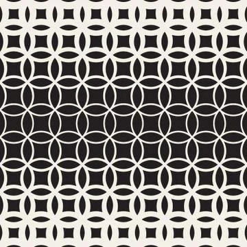 Vector Seamless Black and White Circle Lattice Pattern Stock Illustration