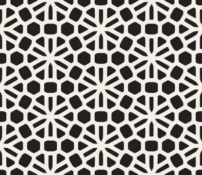 Vector Seamless Black and White Rounded Lace Pattern イラスト素材