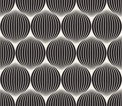 Vector Seamless Black And White Stripes in Circles Pattern 스톡 일러스트