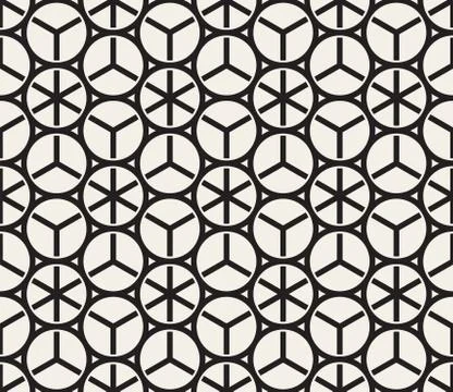 Vector Seamless Black And White Rounded Geometric Circles Grid Pattern Stock Illustration