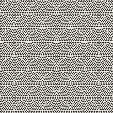 Vector Seamless Black And White Circles Halftone Mosaic Pattern Illustrazione stock