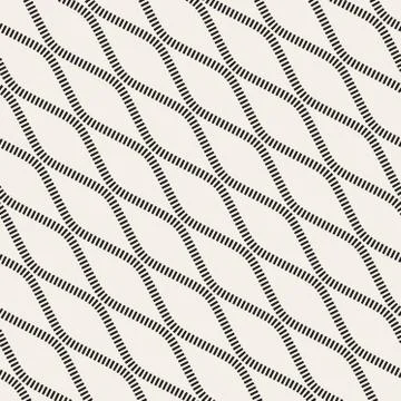 Vector Seamless Black and White Diagonal Stripy Wavy Lines Pattern Stock Illustration