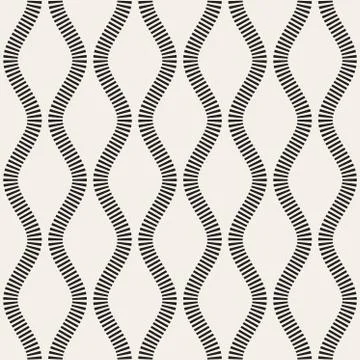 Vector Seamless Black and White Vertical Stripy Wavy Lines Pattern 库存插图
