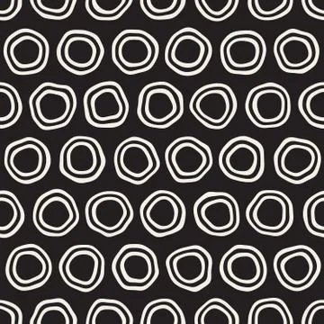 Vector Seamless Black and White Hand Drawn Circles Pattern Stock Illustration