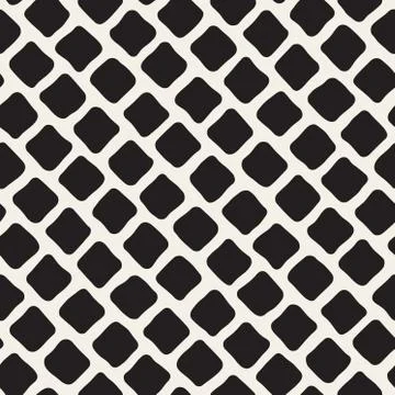 Vector Seamless Black and White Hand Drawn Rhombus Pavement Pattern Stockillustratie