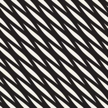 Vector Seamless Black and White Diagonal Wavy Shapes Pattern Illustrazione stock