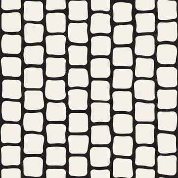 Vector Seamless Black and White Hand Drawn Rectangles Pattern 库存插图