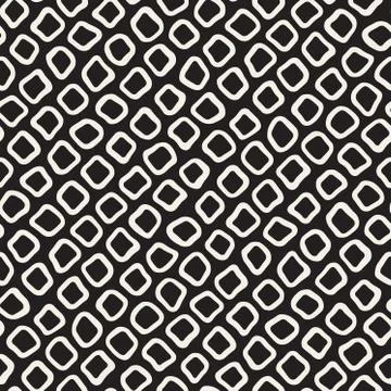 Vector Seamless Black and White Hand Drawn Circles Pattern イラスト素材