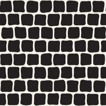 Vector Seamless Black and White Hand Drawn Rectangles Pattern Stock Illustration