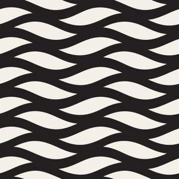 Vector Seamless Black and White Hand Drawn Wavy Shapes Pattern 스톡 일러스트