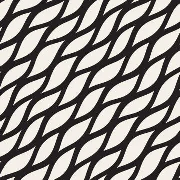 Vector Seamless Black and White Hand Drawn Diagonal Lines Pattern Illustrazione stock