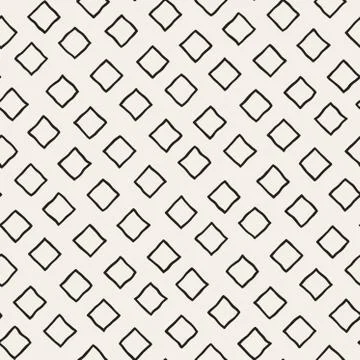Vector Seamless Black and White Hand Drawn Rhombus Lines Pattern Stock Illustration