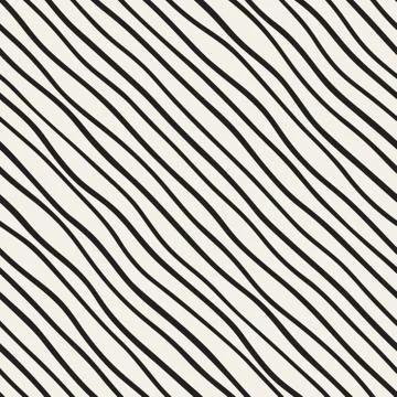 Vector Seamless Black and White Hand Drawn Diagonal Lines Pattern 스톡 일러스트