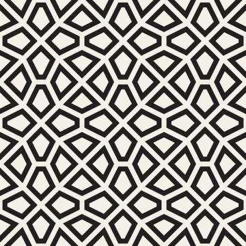 Vector Seamless Black and White Mosaic Lattice Pattern Stock Illustration