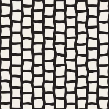 Vector Seamless Black and White Hand Drawn Rectangle Pavement Pattern Stockillustratie