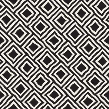 Vector Seamless Black and White Hand Drawn Rhombus Lines Pattern Stock Illustration